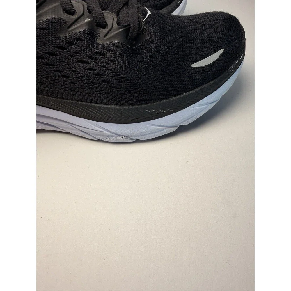 Hoka One One Clifton 8 Black / White Running Shoes Women's Size 6.5 B